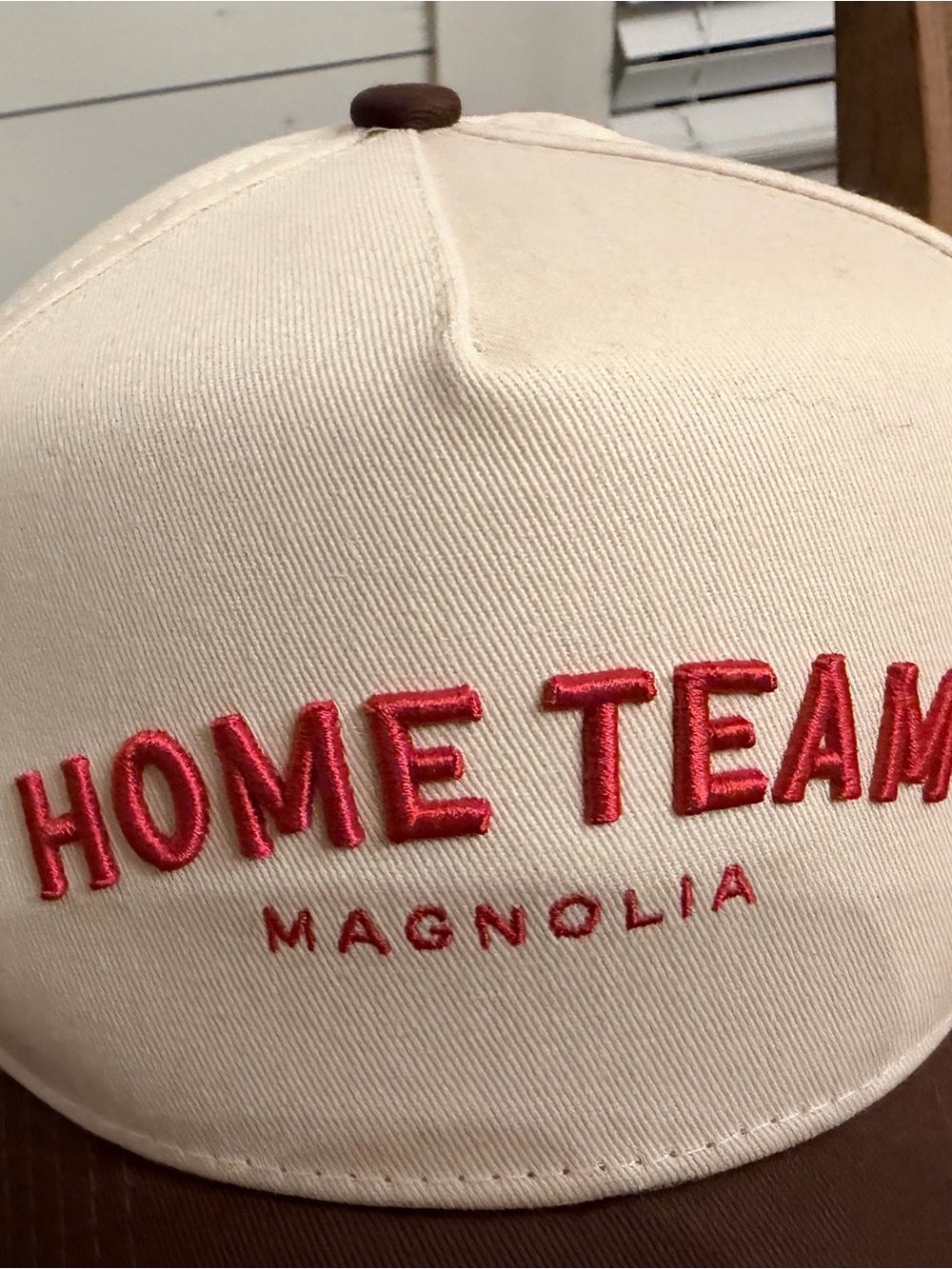 Magnolia Cream and Brown 'HOME TEAM' Embroidered Cap